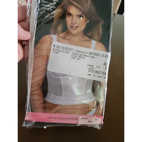 New Exquisite Form Fully FRONT CLOSURE Longline Posture Bra Vintage 42C White - Picture 4 of 10